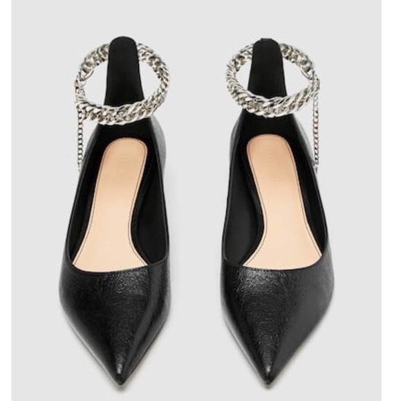 Zara Ballerina flats With A Chain Ankle Straps - Picture 3 of 8